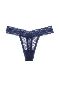 Intica - Stringi koronkowe z subtelnym wzorem na wyjątkowe okazje Izetta. Kolor: niebieski. Materiał: koronka. Wzór: koronka