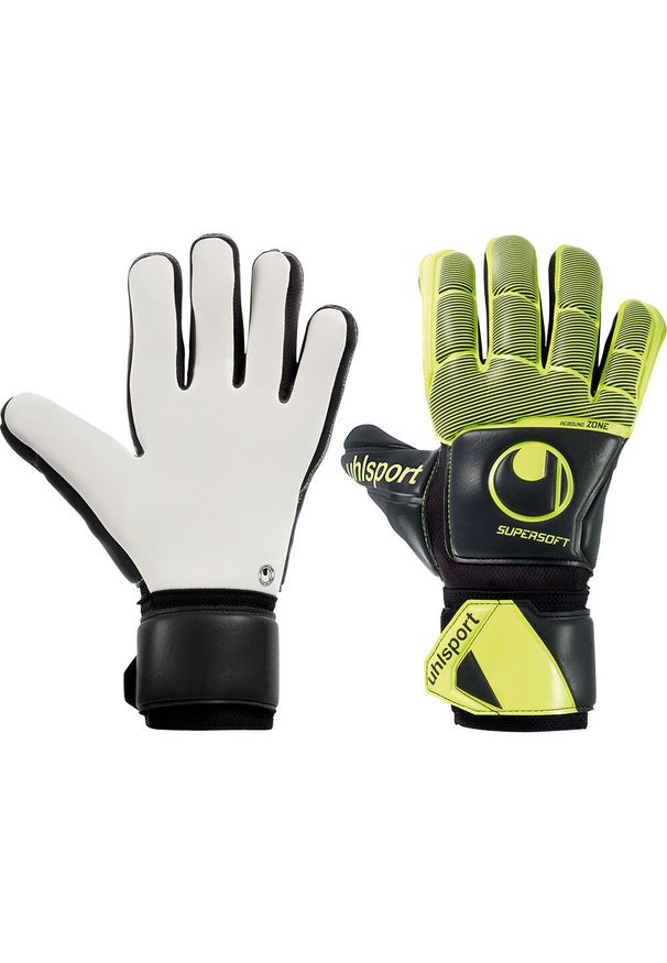 UHLSPORT - Rękawice bramkarskie Uhlsport Supersoft Hn Flex Frame. Kolor: czarny, żółty, wielokolorowy. Sport: piłka nożna