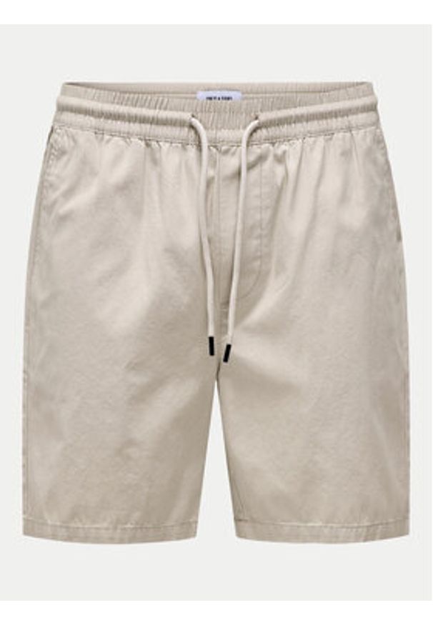 Only & Sons Szorty materiałowe Tel 22027949 Beżowy Regular Fit. Kolor: beżowy. Materiał: bawełna
