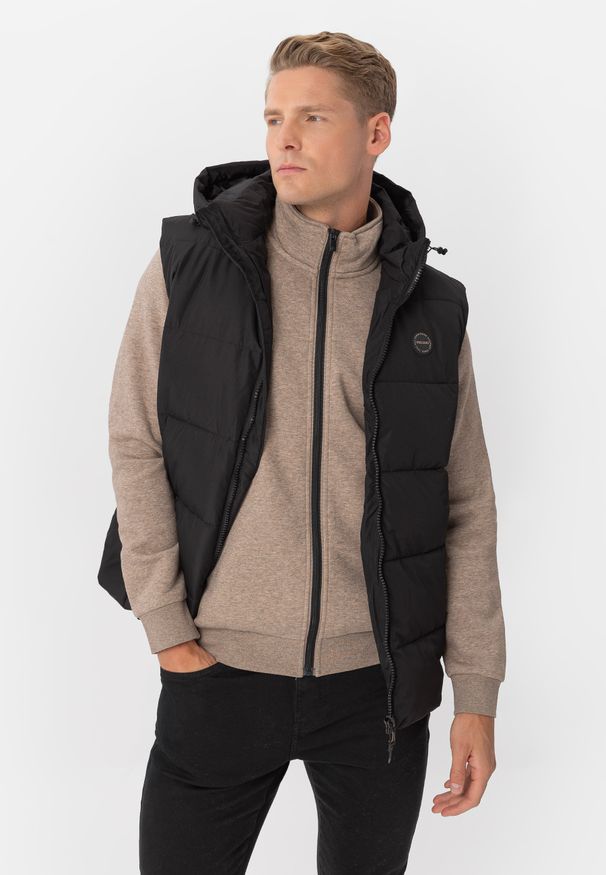 Volcano - Bluza męska B-LIPSO. Typ kołnierza: kołnierzyk stójkowy, bez kaptura. Kolor: beżowy. Materiał: dzianina, materiał. Styl: klasyczny