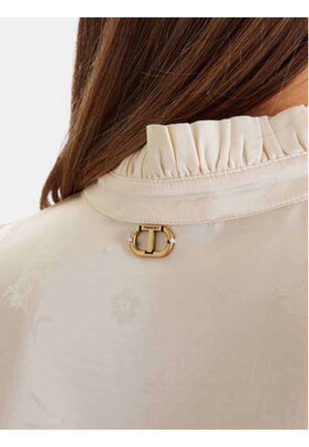 TwinSet - TWINSET Koszula 252TT2362 Beżowy Loose Fit. Kolor: beżowy. Materiał: satyna, wiskoza