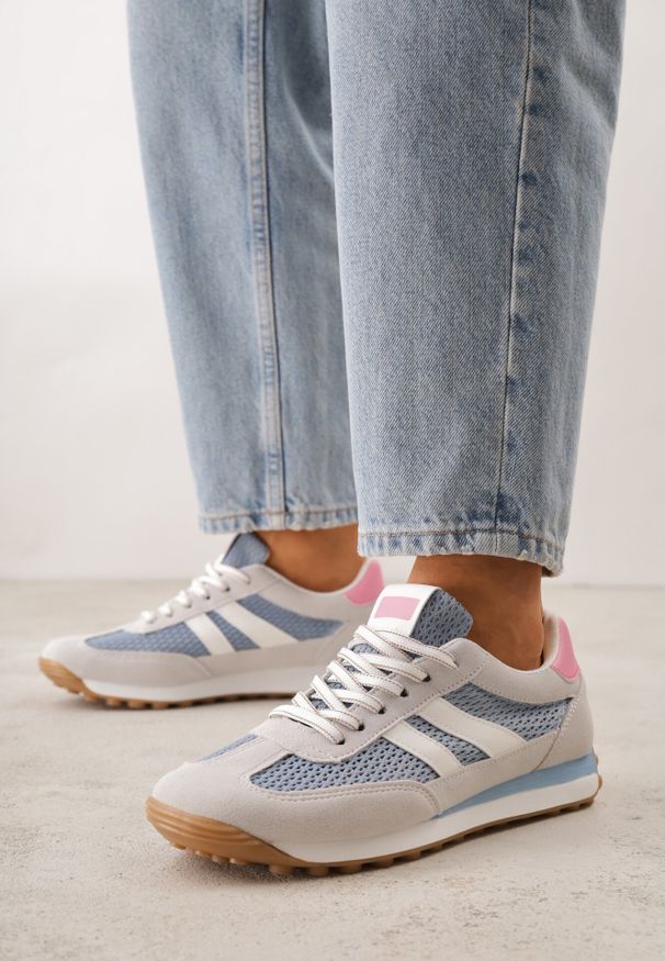 Born2be - Niebieskie Casualowe Sneakersy z Siateczkowymi Wstawkami Kassadina. Okazja: na co dzień. Kolor: niebieski. Materiał: jeans