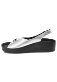 Srebrne Sandały S.Barski Modne Obuwie Damskie. Nosek buta: okrągły. Zapięcie: pasek. Kolor: srebrny. Styl: glamour, elegancki #5