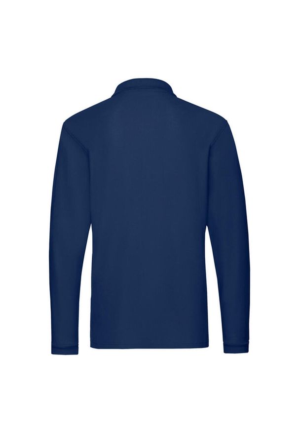 FRUIT OF THE LOOM - Męska Koszulka Polo Premium Z Długim Rękawem. Typ kołnierza: polo. Kolor: niebieski. Długość rękawa: długi rękaw. Długość: długie
