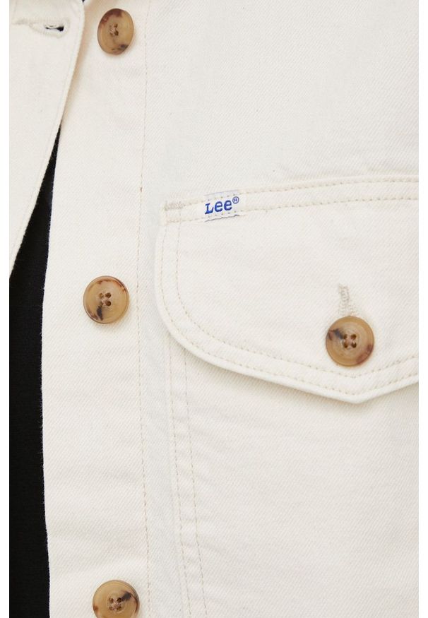 Lee kurtka jeansowa damska kolor beżowy przejściowa. Okazja: na co dzień. Kolor: beżowy. Materiał: jeans. Styl: casual