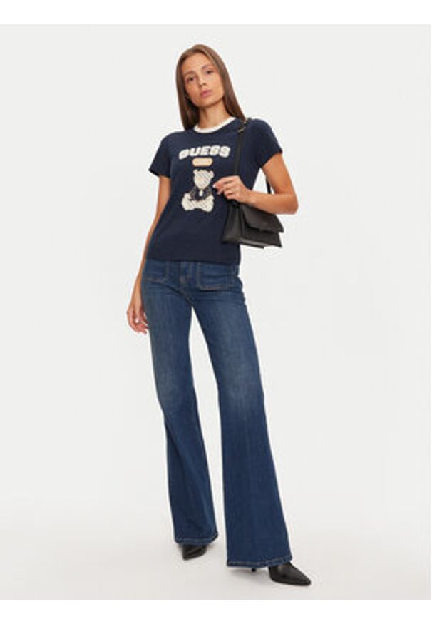 Guess T-Shirt V4BI10 KA260 Granatowy Regular Fit. Kolor: niebieski. Materiał: bawełna