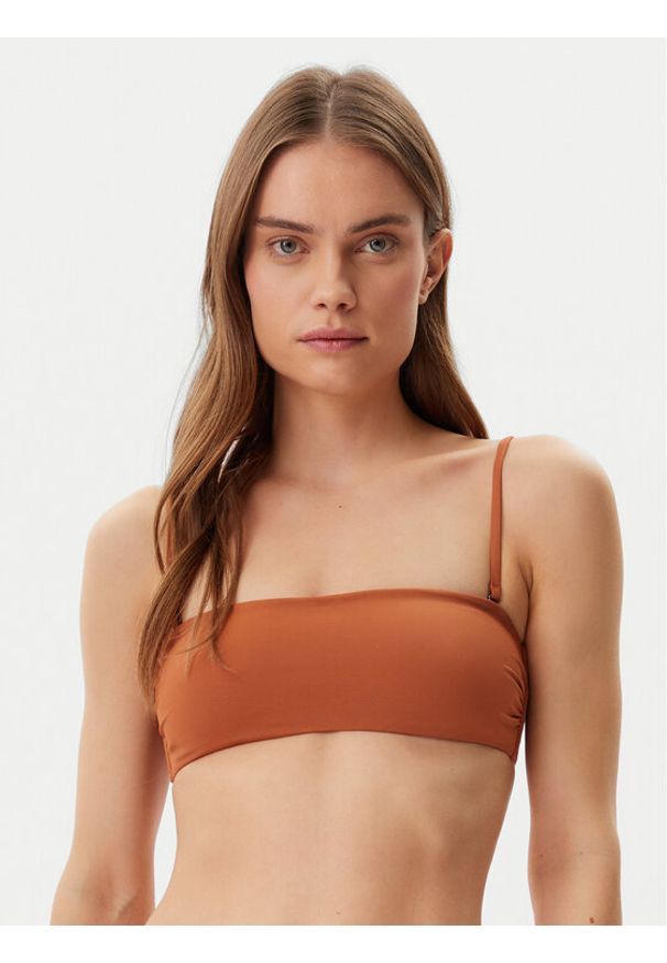 Calvin Klein Swimwear Góra od bikini KW0KW02845 Brązowy. Kolor: brązowy. Materiał: syntetyk