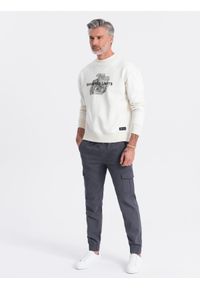Ombre Clothing - Spodnie męskie JOGGERY z zapinanymi kieszeniami cargo - grafitowe V3 OM-PAJO-0123 - XXL. Okazja: na co dzień. Kolor: szary. Materiał: bawełna, elastan. Sezon: lato. Styl: klasyczny, sportowy, casual #4