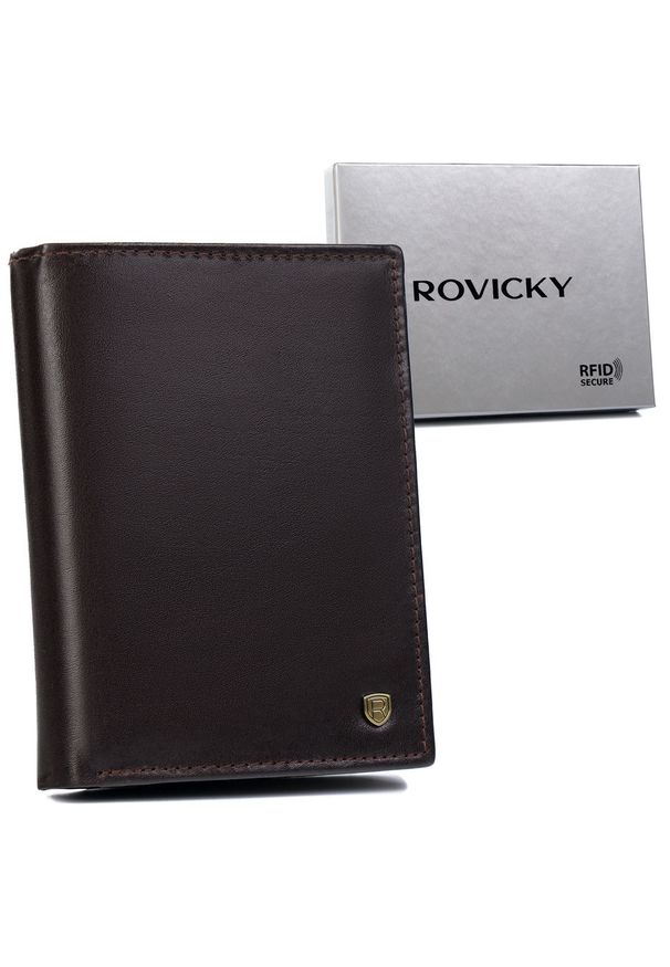 ROVICKY - Portfel skórzany Rovicky [DH] N4-RVT c. brązowy. Kolor: brązowy. Materiał: skóra