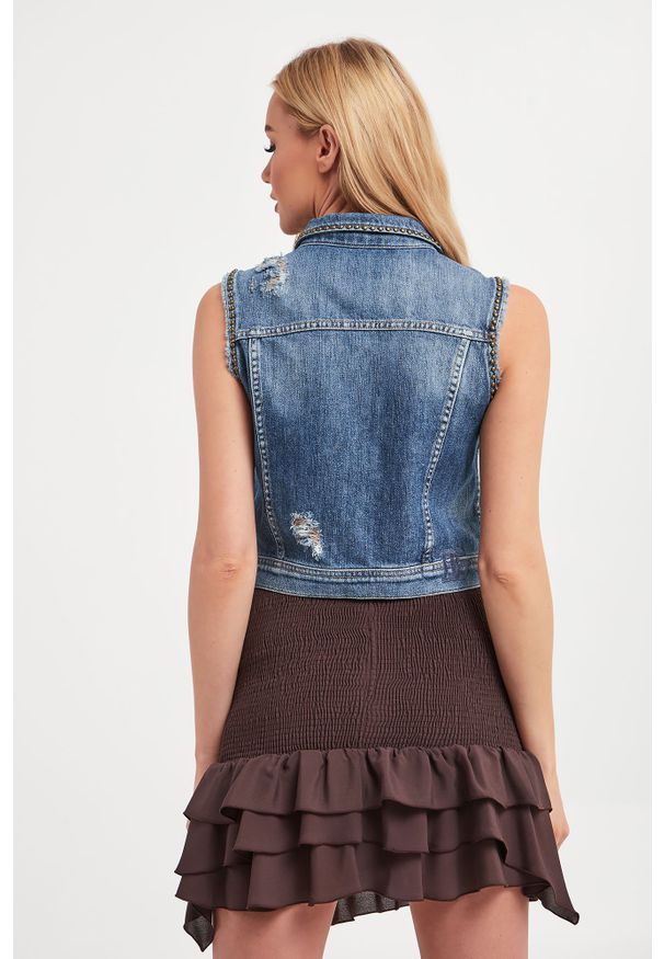 Blugirl Blumarine - Kamizelka Jeansowa BLUGIRL BLUMARINE. Materiał: jeans. Długość rękawa: na ramiączkach