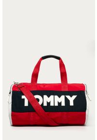 TOMMY HILFIGER - Tommy Hilfiger - Torba. Kolor: czerwony. Materiał: poliester, materiał, skóra ekologiczna. Wzór: aplikacja #1