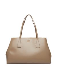 Calvin Klein Torebka Ck Snap Large Tote LV04F3502G Beżowy. Kolor: beżowy. Materiał: skórzane #1