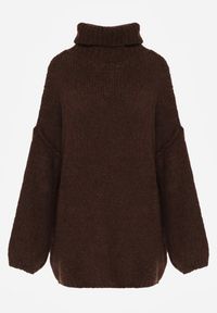 Born2be - Brązowy Gładki Golf Oversize z Domieszką Wełny i Wiskozy Nerafera. Okazja: na co dzień. Typ kołnierza: golf. Kolor: brązowy. Materiał: wełna, wiskoza. Wzór: gładki. Styl: klasyczny, casual #6