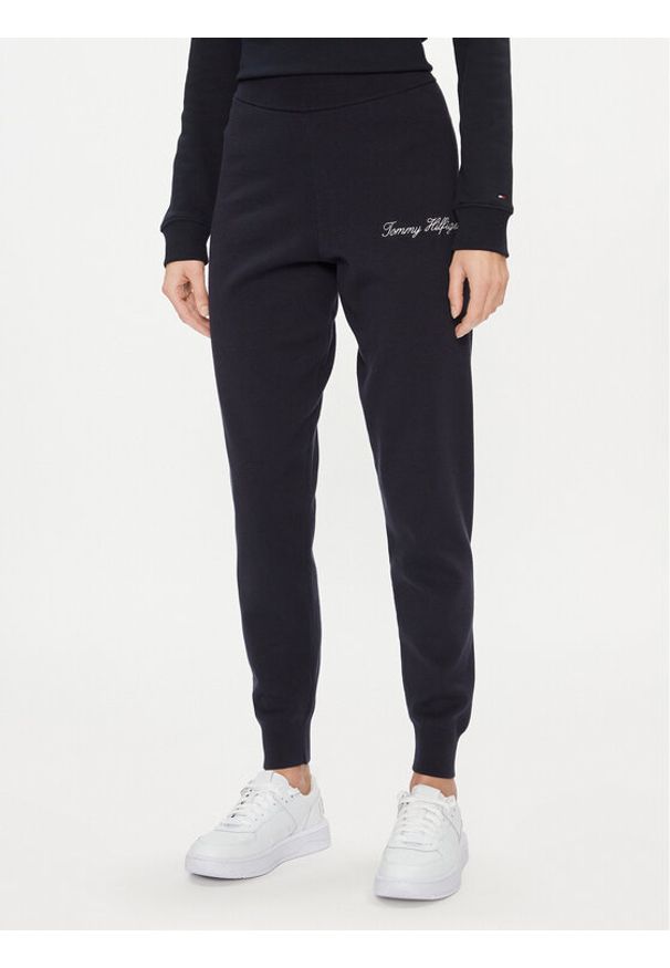 TOMMY HILFIGER - Tommy Hilfiger Spodnie dresowe Script Graphic WW0WW40347 Granatowy Regular Fit. Kolor: niebieski. Materiał: bawełna