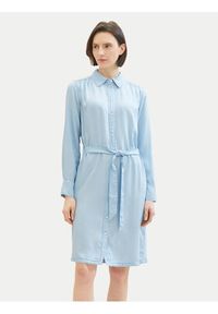 Tom Tailor Sukienka koszulowa 1040366 Błękitny Regular Fit. Kolor: niebieski. Materiał: lyocell. Typ sukienki: koszulowe