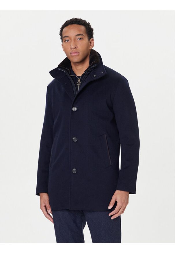 PAUL & SHARK - Paul&Shark Płaszcz wełniany 15312418 Granatowy Regular Fit. Kolor: niebieski. Materiał: kaszmir