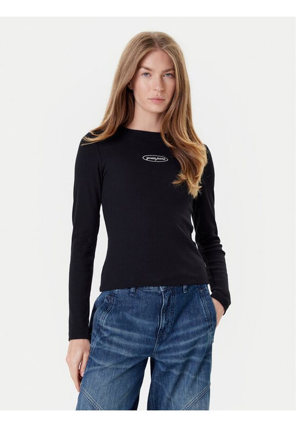 Guess Jeans Bluzka W5YP38 KA0H1 Czarny Slim Fit. Kolor: czarny. Materiał: bawełna