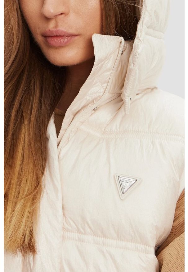 Guess - GUESS Beżowa damska kamizelka Padded Vest, Rozmiar L. Kolor: beżowy