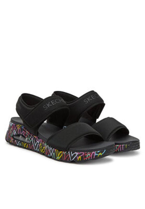 skechers - Skechers Sandały Uno-Sea Of Love 164028/BBK Czarny. Kolor: czarny. Materiał: materiał