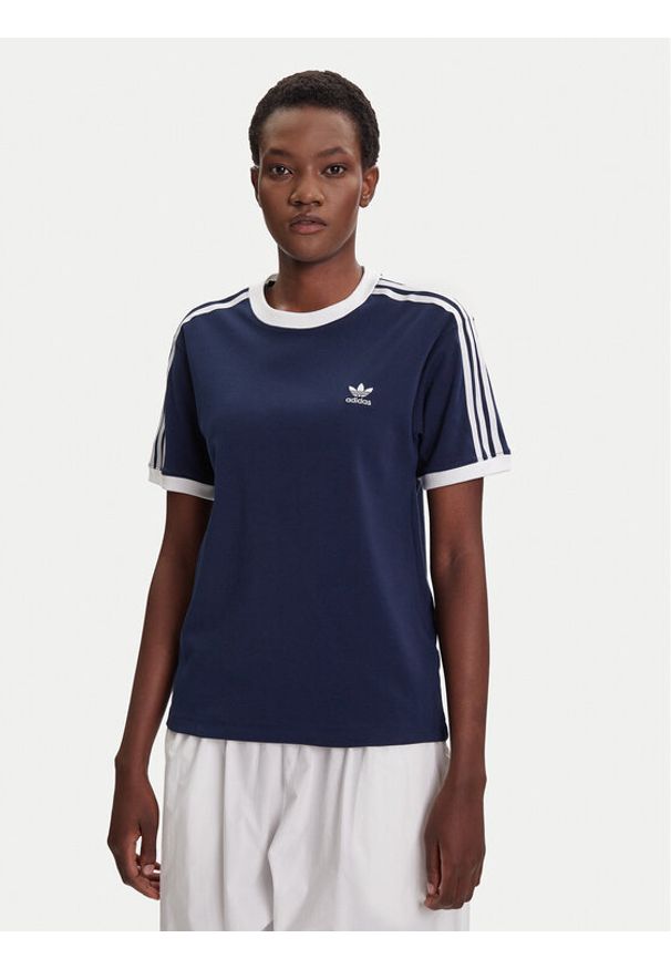 Adidas - adidas T-Shirt 3-Stripes JY4852 Granatowy Regular Fit. Kolor: niebieski. Materiał: bawełna