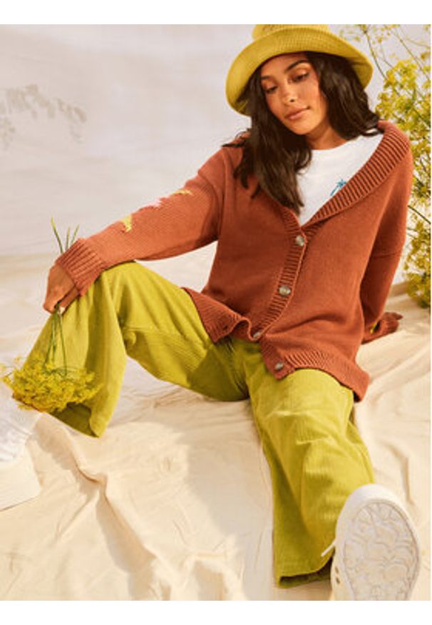 Roxy Kardigan Hand On Heart Swtr ERJSW03584 Pomarańczowy Regular Fit. Kolor: pomarańczowy. Materiał: syntetyk