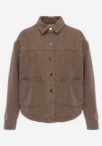 Born2be - Brązowa Bawełniana Kurtka Jeansowa o Koszulowym Kroju z Kieszeniami Senryss. Okazja: na co dzień. Kolor: brązowy. Materiał: jeans, bawełna. Styl: casual #3