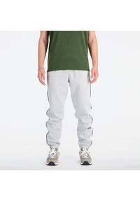 Spodnie męskie New Balance MP33518AG – szare. Kolor: szary. Materiał: poliester, dresówka, bawełna