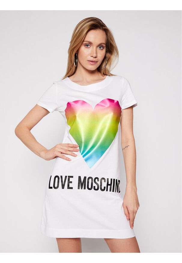 Love Moschino - Sukienka codzienna LOVE MOSCHINO. Okazja: na co dzień. Kolor: biały. Typ sukienki: proste. Styl: casual