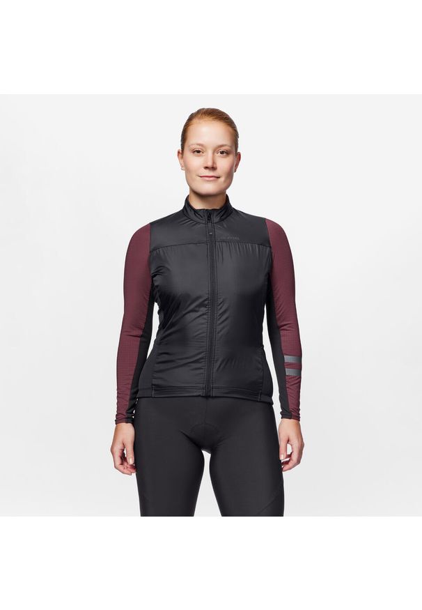 VAN RYSEL - Koszulka rowerowa szosowa damska Van Rysel EDR długi rękaw. Kolor: wielokolorowy, czarny, fioletowy. Materiał: polar, materiał, wełna. Długość rękawa: długi rękaw. Długość: długie. Sezon: zima. Sport: wspinaczka, kolarstwo