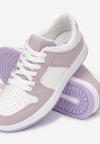 Born2be - Biało-Fioletowe Sneakersy Sarsana. Okazja: na co dzień. Nosek buta: okrągły. Kolor: biały. Materiał: syntetyk. Szerokość cholewki: normalna. Wzór: gładki, aplikacja. Obcas: na platformie #5