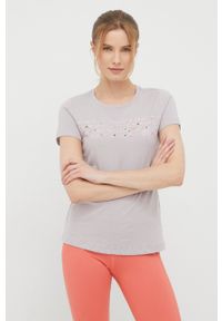 Only Play t-shirt damski kolor fioletowy. Kolor: fioletowy. Materiał: skóra, bawełna, dzianina, materiał