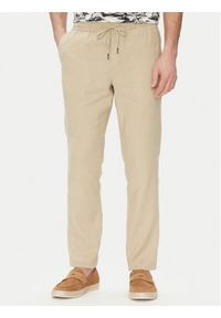 TOMMY HILFIGER - Tommy Hilfiger Spodnie materiałowe Harlem MW0MW38801 Beżowy Slim Fit. Kolor: beżowy. Materiał: len