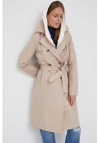 JOOP! - Joop! trencz damski kolor beżowy przejściowy. Okazja: na co dzień. Kolor: beżowy. Materiał: materiał. Styl: casual, klasyczny #6