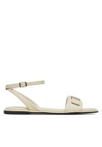 Calvin Klein Sandały Flat Sandal W/Ck Hw - Lth HW0HW02367 Écru. Materiał: skóra