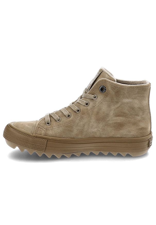 Big-Star - Sneakersy damskie Big Star, cholewka ze skóry ekologicznej o zamszowym wykończeniu z klasycznym sznurowaniem i ociepleniem, beżowe, GG274071. Okazja: na co dzień. Wysokość cholewki: przed kolano. Zapięcie: sznurówki. Kolor: beżowy. Materiał: zamsz, skóra ekologiczna. Szerokość cholewki: normalna. Sezon: jesień. Sport: turystyka piesza