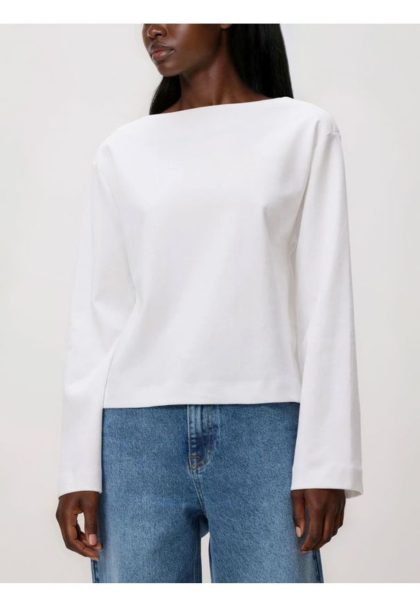 Reserved - Bawełniany longsleeve - biały. Kolor: biały. Materiał: bawełna. Długość rękawa: długi rękaw