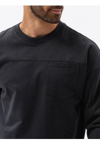 Ombre Clothing - Bluza męska bez kaptura z kieszonką - czarna V6 B1277 - XXL. Typ kołnierza: bez kaptura. Kolor: czarny. Materiał: bawełna #6