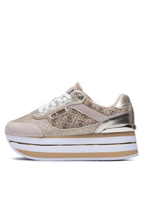 Guess Sneakersy Hansin2 FL5HNS FAL12 Złoty. Kolor: złoty. Materiał: skóra