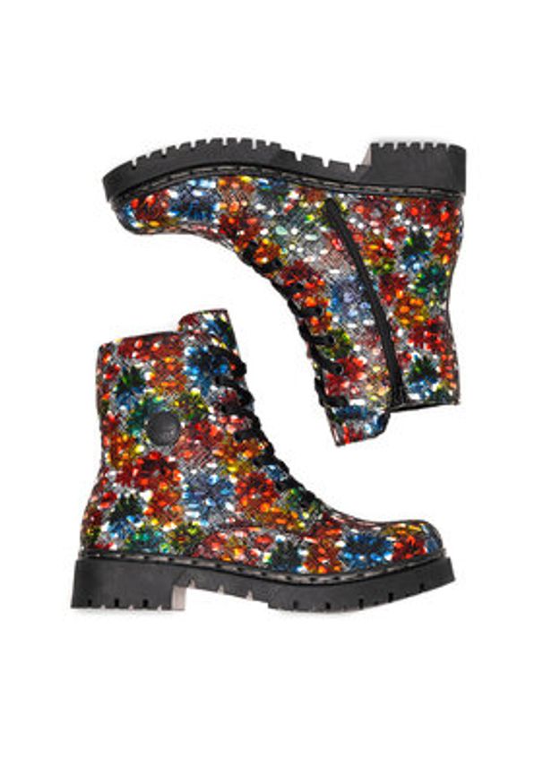 Rieker Trzewiki Y2440-90 Kolorowy. Materiał: materiał. Wzór: kolorowy