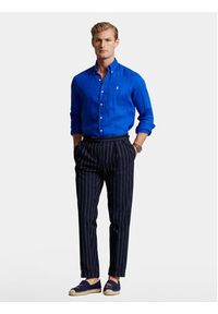 Polo Ralph Lauren Koszula 710829443025 Niebieski Slim Fit. Typ kołnierza: polo. Kolor: niebieski. Materiał: len