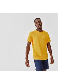 KALENJI - Koszulka do biegania męska Kalenji Dry. Kolor: wielokolorowy, żółty, pomarańczowy. Materiał: poliester, materiał