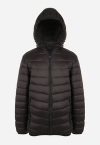 Born2be - Czarna Kurtka Pikowana z Kapturem Minae. Okazja: na co dzień. Typ kołnierza: kaptur. Kolekcja: plus size. Kolor: czarny. Materiał: jeans, materiał. Długość rękawa: długi rękaw. Długość: długie. Styl: casual #5