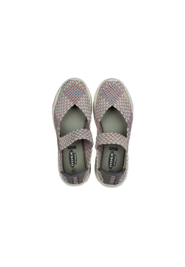 Półbuty Rock Django Grey Brix 032012, Wielokolorowy, Materiał. Zapięcie: pasek. Kolor: wielokolorowy. Materiał: tkanina. Szerokość cholewki: normalna. Sezon: lato. Styl: rockowy