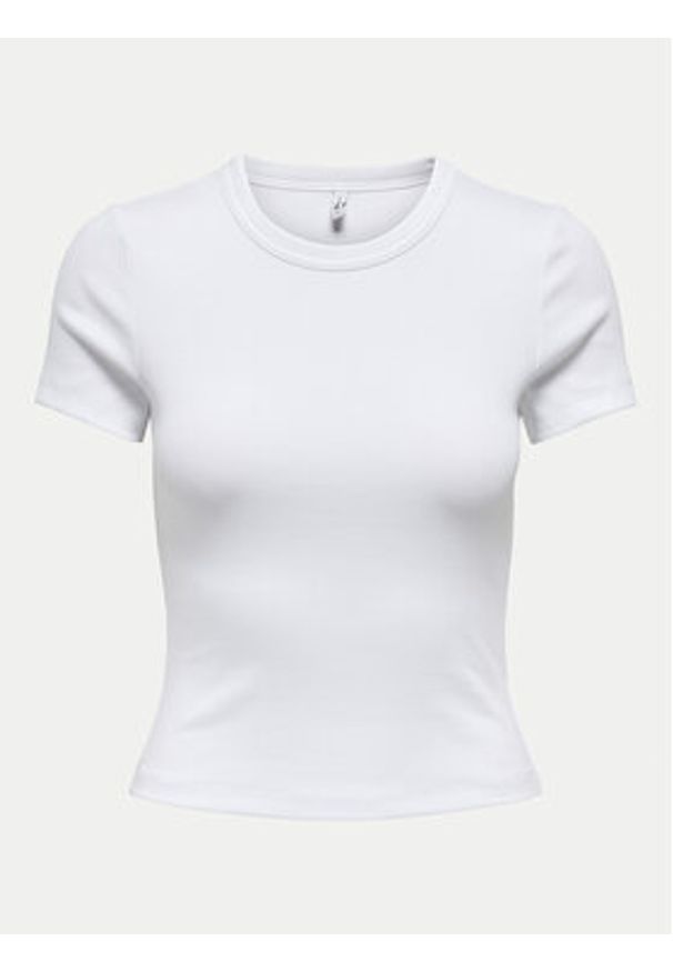 only - ONLY T-Shirt Val 15339774 Biały Slim Fit. Kolor: biały. Materiał: bawełna
