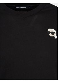 Karl Lagerfeld - KARL LAGERFELD T-Shirt 755021 552224 Czarny Regular Fit. Typ kołnierza: dekolt w karo. Kolor: czarny. Materiał: bawełna #6