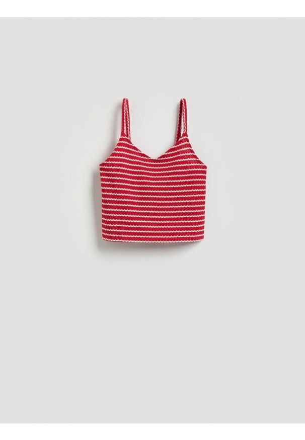 Reserved - Top z bawełną - czerwony. Kolor: czerwony. Materiał: bawełna