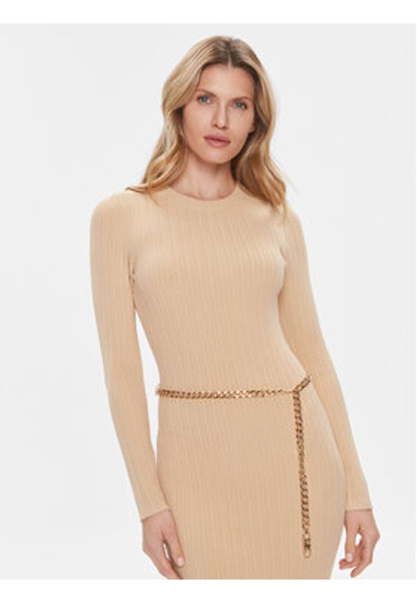 Michael Kors Sukienka dzianinowa MR4820O33D Beżowy Slim Fit. Kolor: beżowy. Materiał: wiskoza
