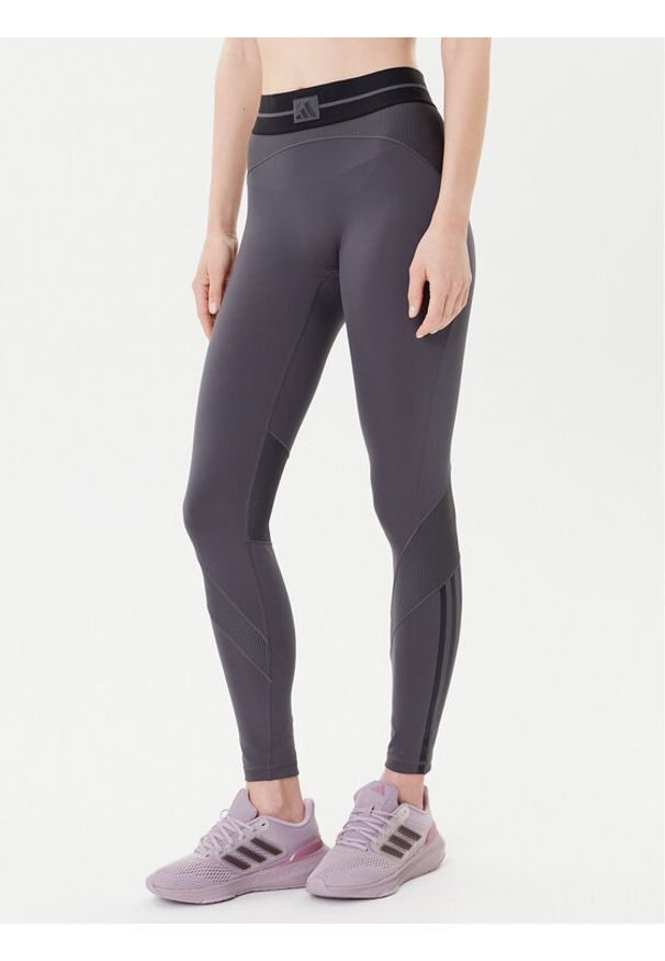 Adidas - adidas Legginsy Hyperglam JN2651 Szary Slim Fit. Kolor: szary. Materiał: syntetyk