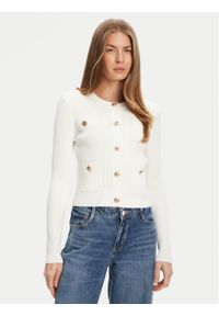 Guess Kardigan W5YR09 Z0130 Biały Regular Fit. Kolor: biały. Materiał: syntetyk
