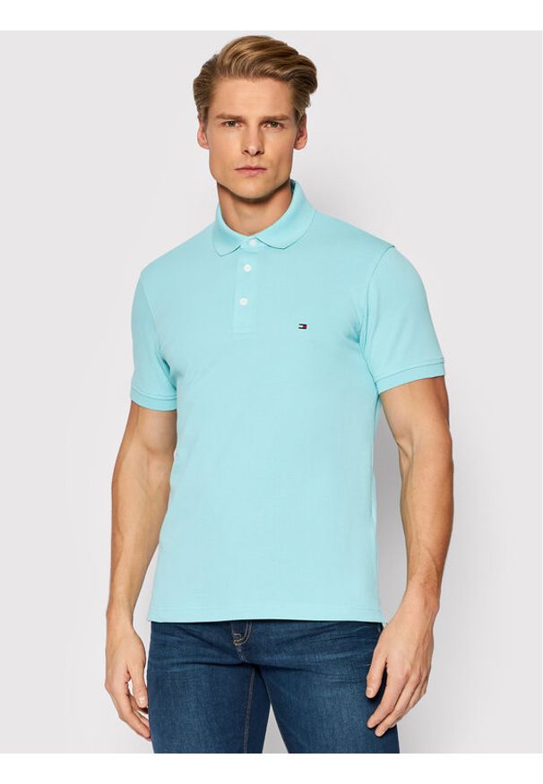 TOMMY HILFIGER - Tommy Hilfiger Polo 1985 MW0MW17771 Niebieski Slim Fit. Typ kołnierza: polo. Kolor: niebieski. Materiał: bawełna